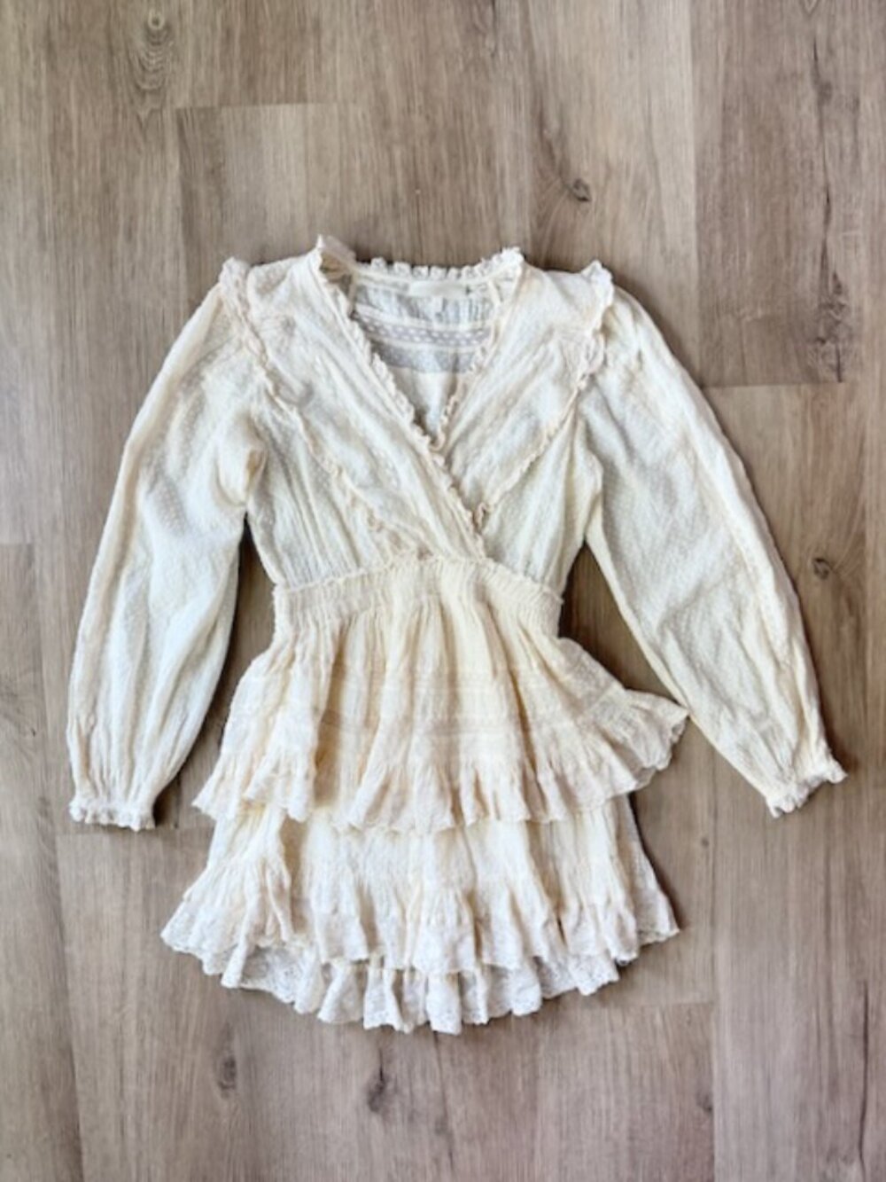 LoveShackFancy Milena Dress Antique White Sz P